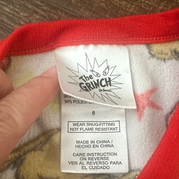Kids Cartoon GRINCH Print Pajamas - Red and Green - Picture 2 of 4